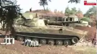 Syrian Army Artillery Fires At Rebels