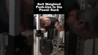 Belt Weighted Push-Ups in the Power Rack