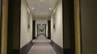 POV Of A Hotel Hallway Stock Video