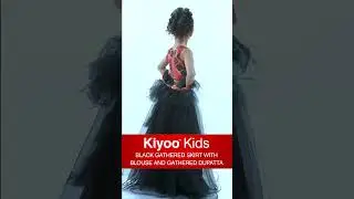 KIYOO KIDS BLACK GATHERED SKIRT WITH BLOUSE & GATHERED DUPATTA #kiyooclothing #trending #kiyoo