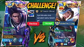 DITANTANG TOP GLOBAL 1 LING! ADU MVP LAWAN ALUCARD?! 😱 | MLBB