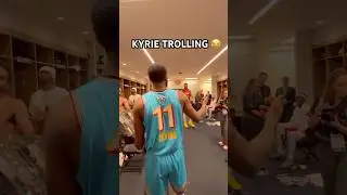 Kyrie took the trophy into Chuck&rsquo;s Global Stars locker room 😂