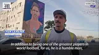 Multi-story mural for hometown hero Lionel Messi