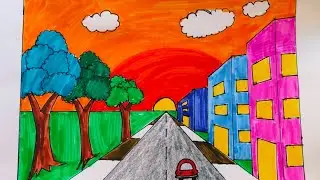 How to draw city scenery step by step for beginners | City Scenery Drawing easy #city #scenery 