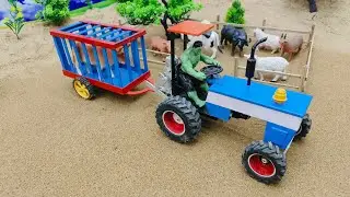 Mini Diy Tractor with Trolley Cray Cows | Cow Goat Animal Farming | Science project l Mini Toys