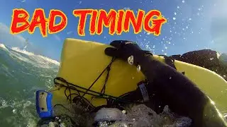 SPEARFISHING SHOREDIVING: Bad timing in big waves