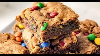 Soft Baked M&M cookie bars