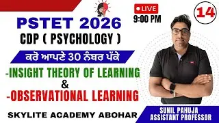 PSTET - 2026 | Psychology CDP | INSIGHT & OBSERVATIONAL LEARNING THEORY | DAY - 14 | SKYLITE ACADEMY