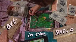 Lino Printing, Acrylic Painting & Woodwork w/ Lofi | saraxartist