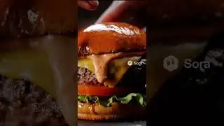 Создал рекламный ролик вкусного бургера в Sora 2 Pro + GPT-5 + Freepik (for upscale) 🍔
