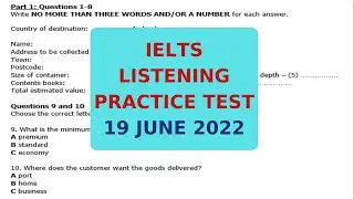 ТЕСТ ПО АУДИРОВАНИЮ IELTS 19 ИЮНЯ 2022 ГОДА