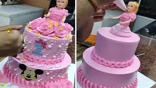 Two Step Cake Design | How To Make Two step Barbie Doll Cake Design