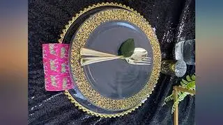 BUCLA 125PCS Black Plastic Plates with Gold Rim & Disposable Gold Plastic review