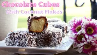 Cake Cubes With Chocolate and Coconut Flakes/Easy To Make And Done In NO TIME!!!