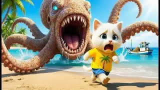 The Cat US Gets into Big Trouble! 😱 Giant Octopus Monster Attack.