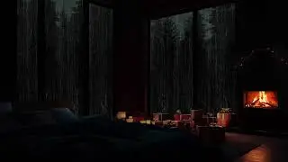 A Quiet Rainy Evening Filled with Warm Fireplace Ambience