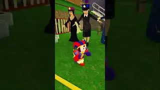 CUTE POMNI KILLED BY WEDNESDAY POLICE FAMILY PRISON RUN ESCAPE! (Obby) #roblox #scaryobby #shorts