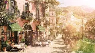 Elegant Riverside Jazz: Relaxing Saxophone Melodies for a Sunny Afternoon at a Floral Terrace Cafe