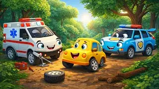 🚨 Flat Tire Emergency in the Forest! 🚑🚓   City Emergency Vehicle Stories