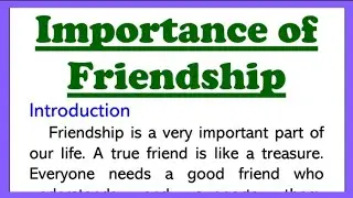 Importance of Friendship Essay Writing in English 240 Words