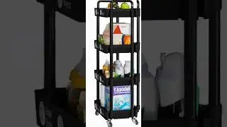 4 Tier Storage Cart with Wheels  Best Rolling Utility Cart for Kitchen, Bathroom & Laundry