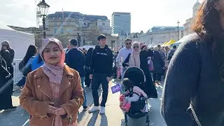 Live Eid Festival in London Trafalgar Square  so many people enjoying #eid #england #travelvlog