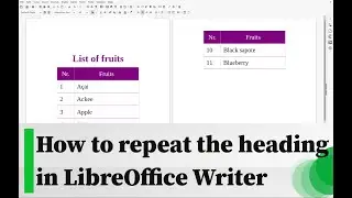 How to repeat the heading in LibreOffice Writer