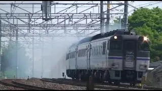 キハ181系はまかぜ７両編成 エンジン爆煙とターボ音！Limited Express Hamakaze kiha 181