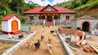 TIMELAPSE -- Building a Dog House with Bricks and Cement | Dream House for Puppies