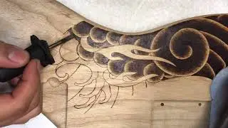 WOODBURNING[JAPANESE TRADITIONAL TATTOO STYLE BASS GUITAR]