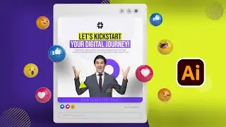 Social Media Post Design | Digital Journey Post | Illustrator Tutorial | Techup Solutions