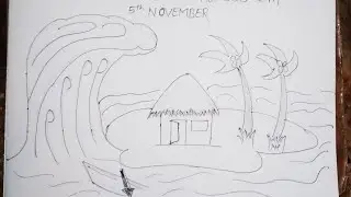 World Tsunami Awareness Day | 5 November Drawing #worldsunamiawarenessday  #vikaskumardrawing