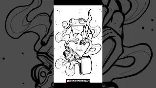 Frog Line Art Drawing | 3.5 Hours in 1 Minute