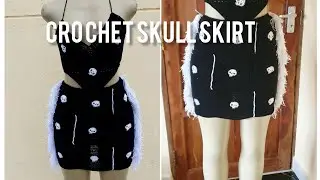 Crochet 'skull' granny square skirt tutorial..