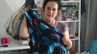 rochie semicloș cu bust parte peste parte, din 2 m de material