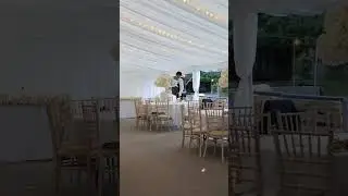 Wedding couple enter the evening reception