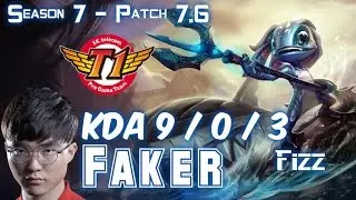 SKT T1 Faker FIZZ vs ZILEAN Mid - Patch 7.6 KR Ranked