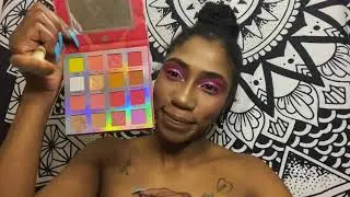 Bh cosmetics mimosa pallet with Amazon glitter. Dark skin review
