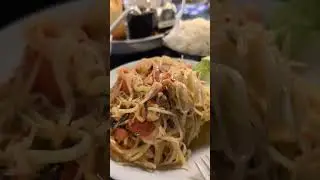 happy hour menu ordered at Puzzles Hmong Bar, $5 Papaya salad and $5 pho and sticky rice