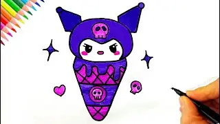 Kuromi Dondurma Çizimi - Kolay Kuromi Çizimi - How To Draw Kuromi Easy - Kuromi Ice cream Drawing