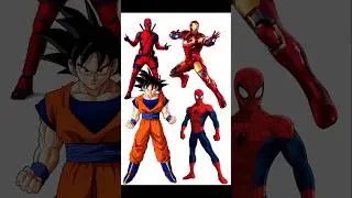 Goku x spider-man x Deadpool and Iron-man Mashup #comics #comicsart #fusionart #digitalartist #anime