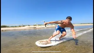 Winch surfing at low tide!