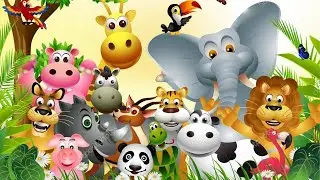 Herbivorous funny animals - cow, elephant, cat, camel, monkey, goat - animal sounds!