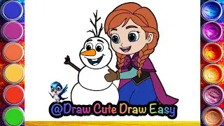 How to Draw and Color ANNA and OLAF from FROZEN for Kids ❄️👸💙⛄️❄️ ! Disney Princess Drawing And Art