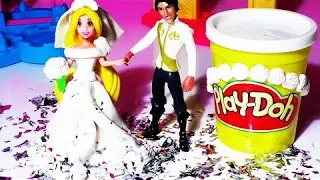 (Hura Huro ) Play-Doh Rapunzel WEDDING DRESS Up Play Dough Fashion Fun Barbie Girls Princess Games