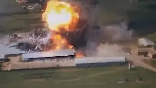 Ukraine's 44th Artillery Brigade pounds a Russian ammunition stockpile in Voskresenka