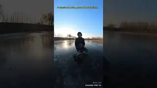 Electric Skateboard on Ice: Thrilling Ride on a Frozen River!