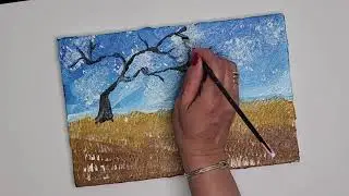 How to draw a tree with yellow leaves in autumn / aluminum painting techniques🍁