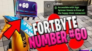 Fortbyte Number 60 location Accessible with Sign Spinner Emote in front of the happy Oink restaurant