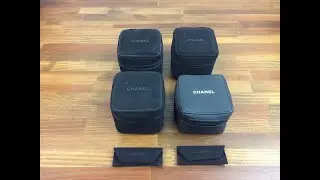 Authentic Chanel Travel Watch/Jewelry Case set of 4 + tag pouch